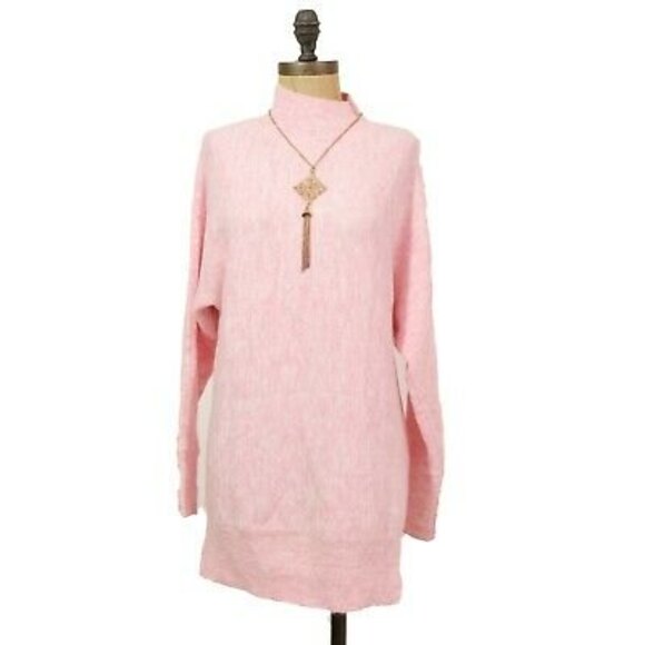 Magaschoni Dolman Sweater Top Size XS Mock Neck Pullover Heather Pink NWT B6 - Picture 3 of 6